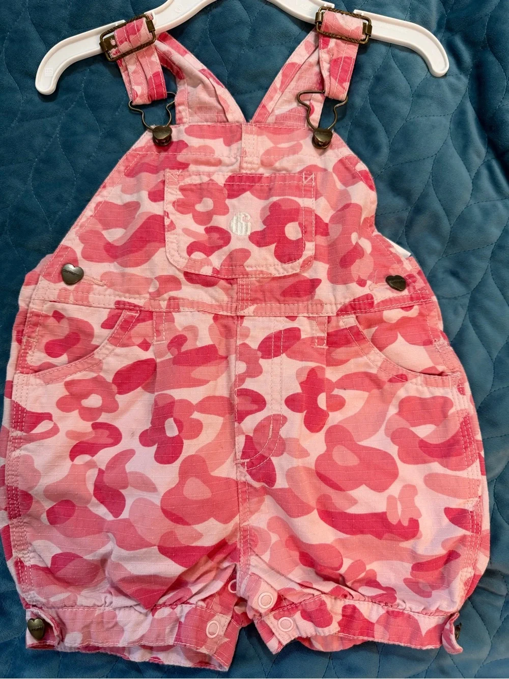 Vintage Carhartt Toddler/ Infant Pink Camouflage Shorts Overalls 24MO